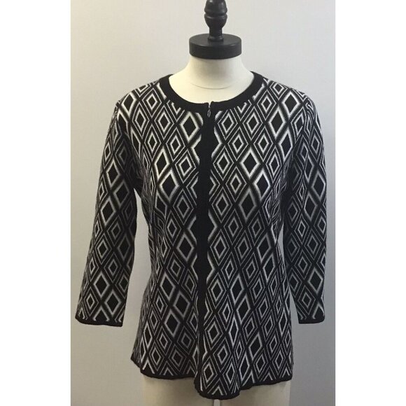 Womans Coldwater Creek Black and White Sweater size M 10-12 - Picture 1 of 2